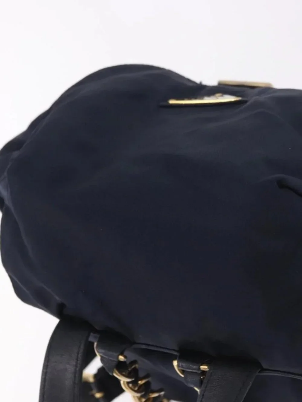 PRADA Backpack Nylon Navy Gold Auth gh2105
